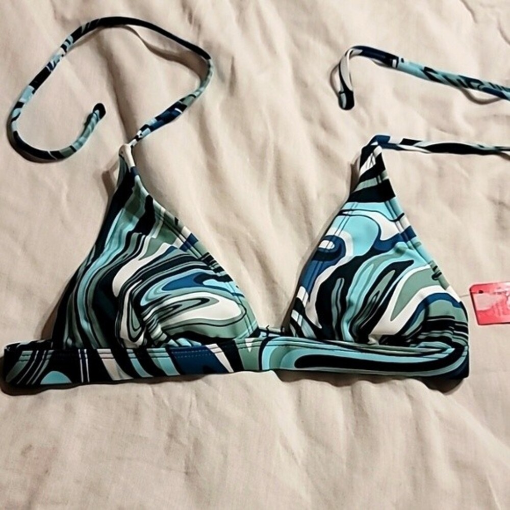 NWT 70s vibe PAisley print padded halter bikini top